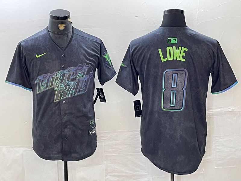 Men Tampa Bay Rays #8 Lowe Nike MLB Limited City Connect Black 2024 Jersey style 1